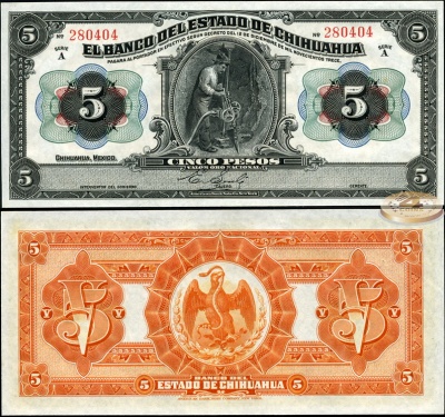 Мексика. 5 песо (Unc) 1913