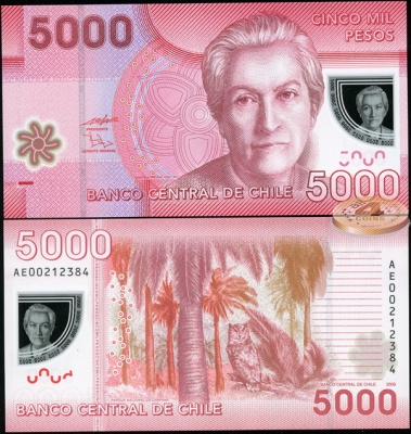 Чили. 5000 песо (Unc. Пластик) 2009