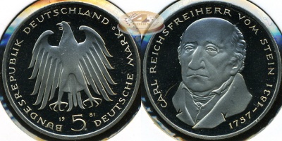 Германия [ФРГ]. 5 марок. 1981.G (Proof)