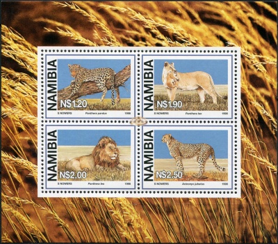 Намибия. 1998. Большие дикие кошки Намибии (Малый лист. MNH OG)