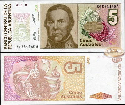 Аргентина. 5 аустралей (Unc) 1987