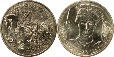 Польша. Монета 2 злотых. 2010 (KM#Y.746. Unc) Артур Гротгер
