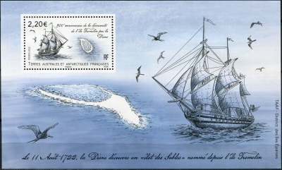 ФЮАТ. 2022. 200-летие открытия острова Тромлен (Почтовый блок. MNH OG)