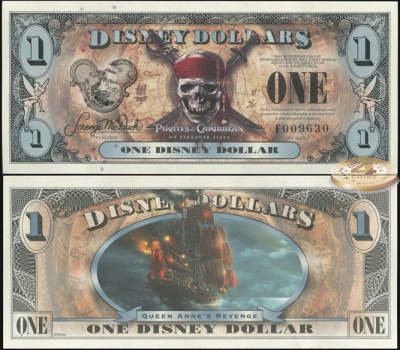 Disney Dollars. 1 доллар (Unc) 2011