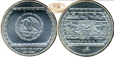 Мексика. 1 новое песо. 1993 (Unc. Серебро)