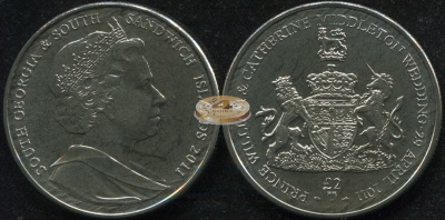 Южная Георгия и Южные Сандвичевы о-ва. 2 фунта. 2011 (Unc)