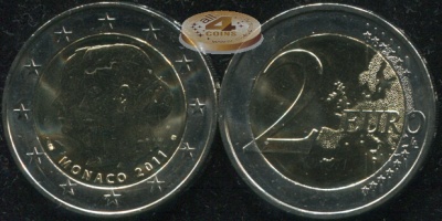 Монако. 2 евро. 2011 (Unc. Биметалл)