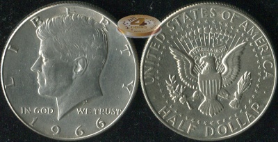 США. 1/2 доллара. 1966 (Unc. Серебро)