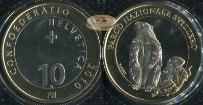 Швейцария. 10 франков. 2010 (Unc. Биметалл)
