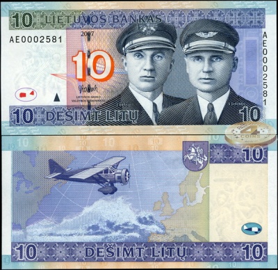 Литва. 10 литов (Unc. P.68a) 2008