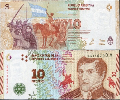 Аргентина. 10 песо (Unc) 2016