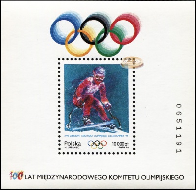 Польша. 1994. XVII Зимние Олимпийские игры. Лиллехаммер 1994 (Блок. MNH OG)