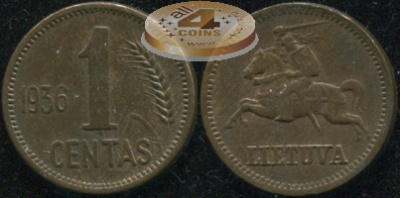Литва. Монета 1 цент. 1936 (KM#79. aUnc)