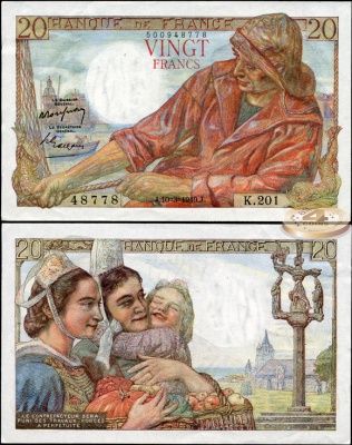 Франция. 20 франков (Unc) 1949