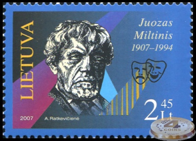 Литва. 2007. 100 лет со дня рождения Юозаса Милтиниса (Почтовая марка. MNH OG)
