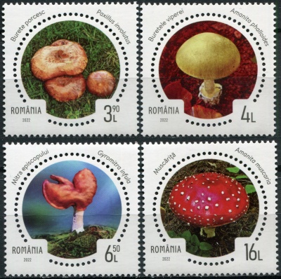Румыния. 2022. Несъедобные грибы (Серия Почтовых марок. MNH OG)