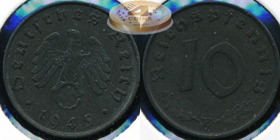 Германия (3й рейх). 10 рейхспфеннигов. 1945 E (Unc. Редкая!!!)