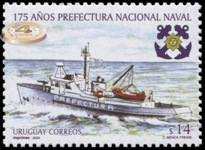 Уругвай. 2004. 175 лет морской границе Уругвая (Почтовая марка. MNH OG)
