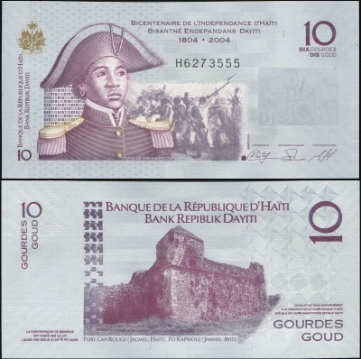 Гаити Банкнота 10 гурдов 2010 Unc Бумага Кат# P.272d