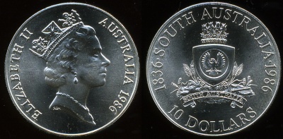 Австралия. 10 долларов. 1986 (Unc. Серебро)