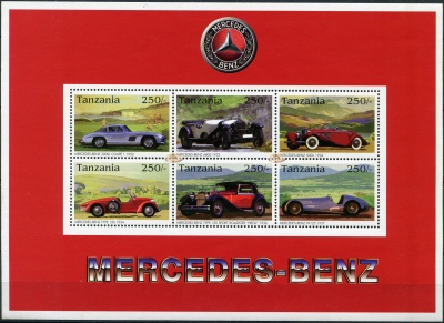 Танзания. 1996. Автомобили Mercedes-Benz (Малый лист. MNH OG)