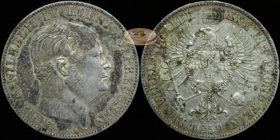 Германия (Пруссия). Монета 1 союзный талер. 1859.A (AKS.78. XF++. Серебро)