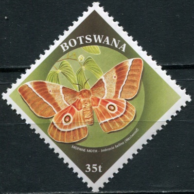 Ботсвана. 2000. Бабочка-павлиноглазка (Gonimbrasia belina) (Почтовая марка. MNH OG)
