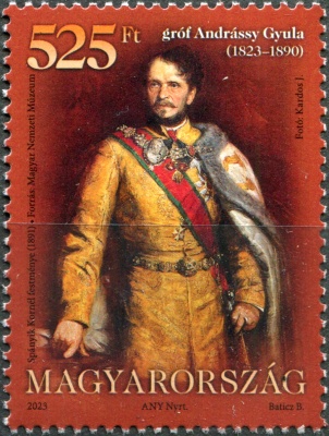 Венгрия. 2023. 200-летие со дня рождения графа Дьюлы Андраши, политика (Почтовая марка. MNH OG)