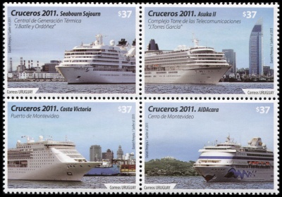 Уругвай. 2011. Круизные лайнеры 2011 (Квартблок. MNH OG)