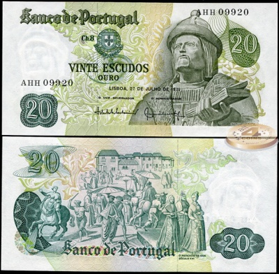 Португалия. 20 эскудо (Unc) 1971