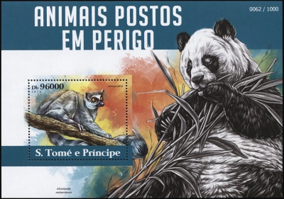 Сан-Томе и Принсипи. 2015. Исчезающие животные (Блок. MNH OG)