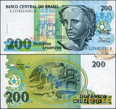 Бразилия. 200 крузейро (Unc) 1990