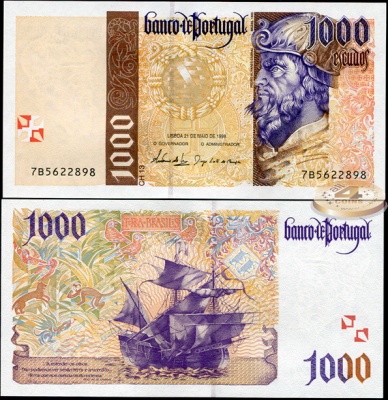 Португалия. 1000 эскудо (Unc) 1998