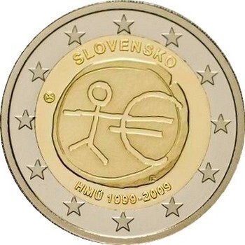 Словакия. 2 евро. 2009 (Unc. Биметалл) 10 лет Европейскому Валютному Союзу