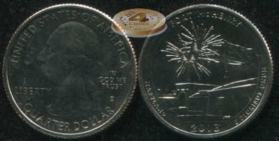 США. Монета 25 центов [Квотер]. 2013.S (KM#545. Unc) Fort McHenry [Maryland]
