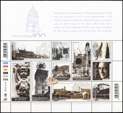 Южная Африка. 2013. 100 лет Union Buildings - зданию правительства ЮАР (Блок. MNH OG)