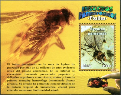 Перу. 2014. Доисторические насекомые - Sycorax peruensis (Блок. MNH OG)