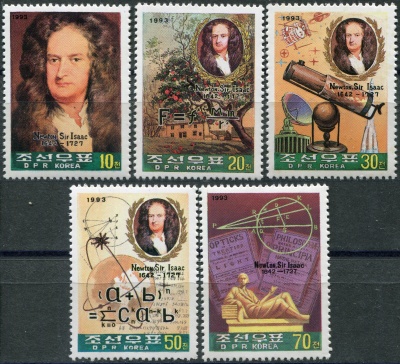 КНДР. 1993. 350-летие со дня рождения сэра Исаака Ньютона (Серия Почтовых марок. MNH OG)