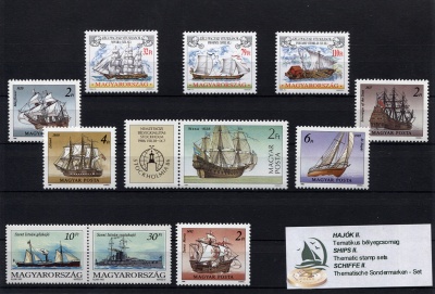Венгрия. Тематический набор. Корабли II (11 шт., MNH OG) 1986-88-93-99