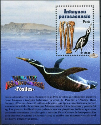 Перу. 2013. Доисторические животные. Incayacu paracasensis (Блок. MNH OG)