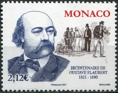 Монако. 2021. 200-летие со дня рождения Гюстава Флобера (Почтовая марка. MNH OG)