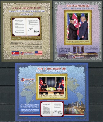КНДР. 2019. Сингапурский саммит между США и Северной Кореей (2019) (Серия Почтовых блоков. MNH OG)
