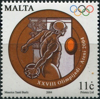 Мальта. 2004. Метатель диска (Почтовая марка. MNH OG)