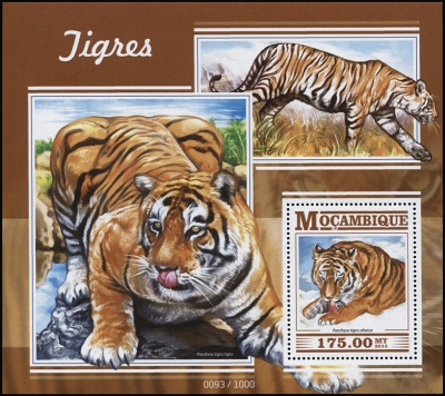 Мозамбик. 2015. Тигры (Блок. MNH OG)