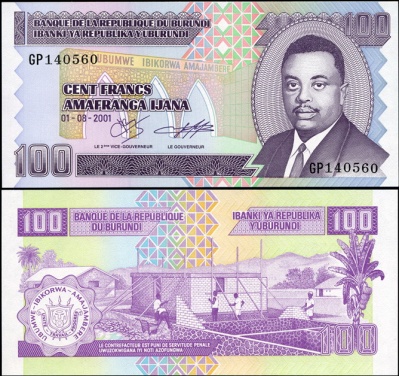Бурунди. 100 франков (Unc) 2001