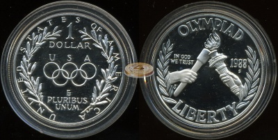 США. 1 доллар. 1988.S (Proof. Серебро)