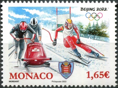 Монако. 2022. Зимние Олимпийские игры - Пекин, Китай (Почтовыя марка. MNH OG)