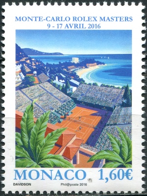 Монако. 2016. Международный теннисный турнир „Monte-Carlo Rolex Masters“ (Почтовая марка. MNH OG)