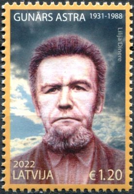 Латвия. 2022. Гунарс Астра, правозащитник (Почтовая марка. MNH OG)