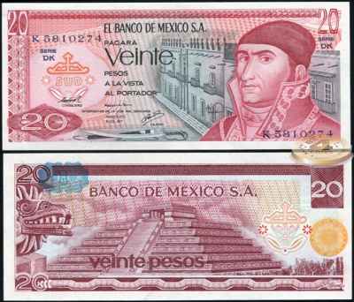 Мексика. 20 песо (Unc) 1977